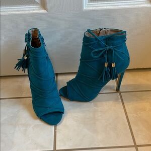 Teal Suede Ankle Boots